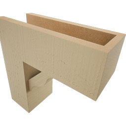 Ekena Millwork - BKTUR0554X14X14FST05RCPR - Timberthane Faux Wood Funston Style Bracket w/ Offset Brace, Block Ends, 5 1/2"W x 14"D x 14"H, Primed Tan