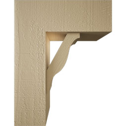 Ekena Millwork - BKTUR0554X14X18FST05RCPR - Timberthane Faux Wood Funston Style Bracket w/ Offset Brace, Block Ends, 5 1/2"W x 14"D x 18"H, Primed Tan