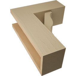 Ekena Millwork - BKTUR0554X14X18FST05RCPR - Timberthane Faux Wood Funston Style Bracket w/ Offset Brace, Block Ends, 5 1/2"W x 14"D x 18"H, Primed Tan
