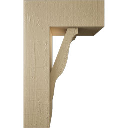 Ekena Millwork - BKTUR0554X14X22FST05RCPR - Timberthane Faux Wood Funston Style Bracket w/ Offset Brace, Block Ends, 5 1/2"W x 14"D x 22"H, Primed Tan
