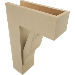 Ekena Millwork - BKTUR0554X14X22FST05RCPR - Timberthane Faux Wood Funston Style Bracket w/ Offset Brace, Block Ends, 5 1/2"W x 14"D x 22"H, Primed Tan