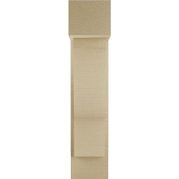 Ekena Millwork - BKTUR0554X14X26FST05RCPR - Timberthane Faux Wood Funston Style Bracket w/ Offset Brace, Block Ends, 5 1/2"W x 14"D x 26"H, Primed Tan