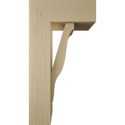 Ekena Millwork - BKTUR0554X14X26FST05RCPR - Timberthane Faux Wood Funston Style Bracket w/ Offset Brace, Block Ends, 5 1/2"W x 14"D x 26"H, Primed Tan