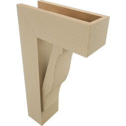 Ekena Millwork - BKTUR0554X14X26FST05RCPR - Timberthane Faux Wood Funston Style Bracket w/ Offset Brace, Block Ends, 5 1/2"W x 14"D x 26"H, Primed Tan