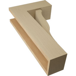 Ekena Millwork - BKTUR0554X14X26FST05RCPR - Timberthane Faux Wood Funston Style Bracket w/ Offset Brace, Block Ends, 5 1/2"W x 14"D x 26"H, Primed Tan