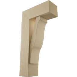Ekena Millwork - BKTUR0554X14X26FST05RCPR - Timberthane Faux Wood Funston Style Bracket w/ Offset Brace, Block Ends, 5 1/2"W x 14"D x 26"H, Primed Tan