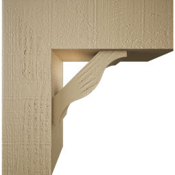 Ekena Millwork - BKTUR0554X16X16FST05RCPR - Timberthane Faux Wood Funston Style Bracket w/ Offset Brace, Block Ends, 5 1/2"W x 16"D x 16"H, Primed Tan