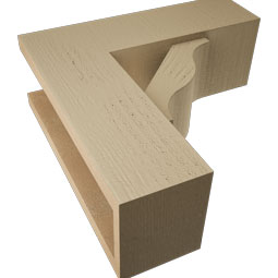 Ekena Millwork - BKTUR0554X16X16FST05RCPR - Timberthane Faux Wood Funston Style Bracket w/ Offset Brace, Block Ends, 5 1/2"W x 16"D x 16"H, Primed Tan
