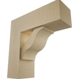 Ekena Millwork - BKTUR0554X16X16FST05RCPR - Timberthane Faux Wood Funston Style Bracket w/ Offset Brace, Block Ends, 5 1/2"W x 16"D x 16"H, Primed Tan