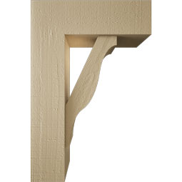 Ekena Millwork - BKTUR0554X16X24FST05RCPR - Timberthane Faux Wood Funston Style Bracket w/ Offset Brace, Block Ends, 5 1/2"W x 16"D x 24"H, Primed Tan