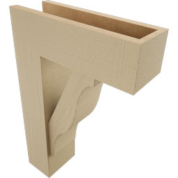 Ekena Millwork - BKTUR0554X16X24FST05RCPR - Timberthane Faux Wood Funston Style Bracket w/ Offset Brace, Block Ends, 5 1/2"W x 16"D x 24"H, Primed Tan