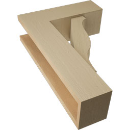 Ekena Millwork - BKTUR0554X16X24FST05RCPR - Timberthane Faux Wood Funston Style Bracket w/ Offset Brace, Block Ends, 5 1/2"W x 16"D x 24"H, Primed Tan