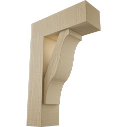 Ekena Millwork - BKTUR0554X16X24FST05RCPR - Timberthane Faux Wood Funston Style Bracket w/ Offset Brace, Block Ends, 5 1/2"W x 16"D x 24"H, Primed Tan