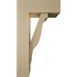 Ekena Millwork - BKTUR0554X16X28FST05RCPR - Timberthane Faux Wood Funston Style Bracket w/ Offset Brace, Block Ends, 5 1/2"W x 16"D x 28"H, Primed Tan