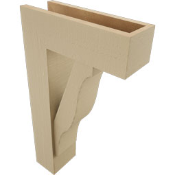Ekena Millwork - BKTUR0554X16X28FST05RCPR - Timberthane Faux Wood Funston Style Bracket w/ Offset Brace, Block Ends, 5 1/2"W x 16"D x 28"H, Primed Tan
