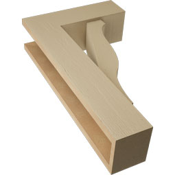 Ekena Millwork - BKTUR0554X16X28FST05RCPR - Timberthane Faux Wood Funston Style Bracket w/ Offset Brace, Block Ends, 5 1/2"W x 16"D x 28"H, Primed Tan