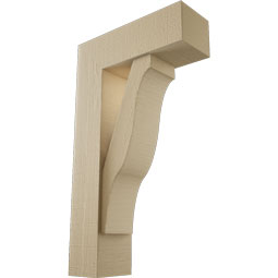 Ekena Millwork - BKTUR0554X16X28FST05RCPR - Timberthane Faux Wood Funston Style Bracket w/ Offset Brace, Block Ends, 5 1/2"W x 16"D x 28"H, Primed Tan