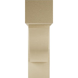 Ekena Millwork - BKTUR0554X18X18FST05RCPR - Timberthane Faux Wood Funston Style Bracket w/ Offset Brace, Block Ends, 5 1/2"W x 18"D x 18"H, Primed Tan