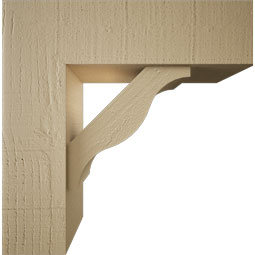 Ekena Millwork - BKTUR0554X18X18FST05RCPR - Timberthane Faux Wood Funston Style Bracket w/ Offset Brace, Block Ends, 5 1/2"W x 18"D x 18"H, Primed Tan