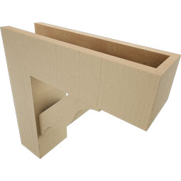 Ekena Millwork - BKTUR0554X18X18FST05RCPR - Timberthane Faux Wood Funston Style Bracket w/ Offset Brace, Block Ends, 5 1/2"W x 18"D x 18"H, Primed Tan