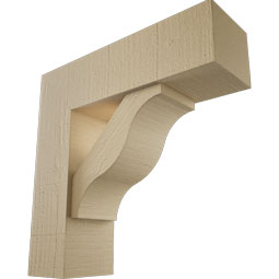 Ekena Millwork - BKTUR0554X18X18FST05RCPR - Timberthane Faux Wood Funston Style Bracket w/ Offset Brace, Block Ends, 5 1/2"W x 18"D x 18"H, Primed Tan