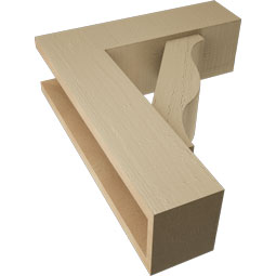 Ekena Millwork - BKTUR0554X18X22FST05RCPR - Timberthane Faux Wood Funston Style Bracket w/ Offset Brace, Block Ends, 5 1/2"W x 18"D x 22"H, Primed Tan