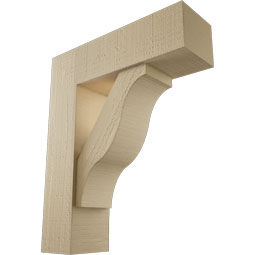 Ekena Millwork - BKTUR0554X18X22FST05RCPR - Timberthane Faux Wood Funston Style Bracket w/ Offset Brace, Block Ends, 5 1/2"W x 18"D x 22"H, Primed Tan