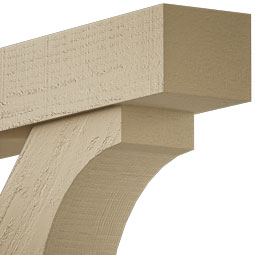 Ekena Millwork - BKTUR0554X18X26FST05RCPR - Timberthane Faux Wood Funston Style Bracket w/ Offset Brace, Block Ends, 5 1/2"W x 18"D x 26"H, Primed Tan