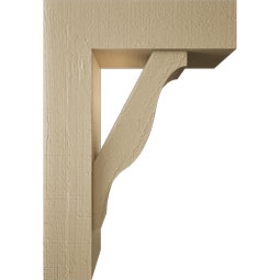 Ekena Millwork - BKTUR0554X18X26FST05RCPR - Timberthane Faux Wood Funston Style Bracket w/ Offset Brace, Block Ends, 5 1/2"W x 18"D x 26"H, Primed Tan