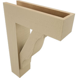 Ekena Millwork - BKTUR0554X18X26FST05RCPR - Timberthane Faux Wood Funston Style Bracket w/ Offset Brace, Block Ends, 5 1/2"W x 18"D x 26"H, Primed Tan