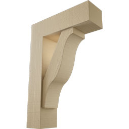Ekena Millwork - BKTUR0554X18X26FST05RCPR - Timberthane Faux Wood Funston Style Bracket w/ Offset Brace, Block Ends, 5 1/2"W x 18"D x 26"H, Primed Tan