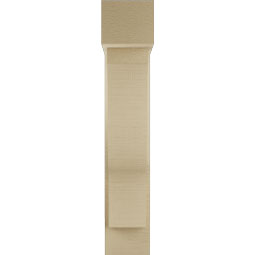 Ekena Millwork - BKTUR0554X18X30FST05RCPR - Timberthane Faux Wood Funston Style Bracket w/ Offset Brace, Block Ends, 5 1/2"W x 18"D x 30"H, Primed Tan