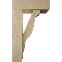 Ekena Millwork - BKTUR0554X18X30FST05RCPR - Timberthane Faux Wood Funston Style Bracket w/ Offset Brace, Block Ends, 5 1/2"W x 18"D x 30"H, Primed Tan