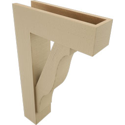 Ekena Millwork - BKTUR0554X18X30FST05RCPR - Timberthane Faux Wood Funston Style Bracket w/ Offset Brace, Block Ends, 5 1/2"W x 18"D x 30"H, Primed Tan