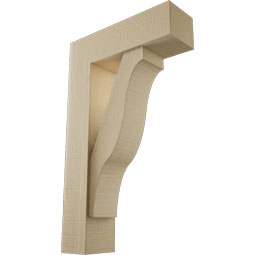 Ekena Millwork - BKTUR0554X18X30FST05RCPR - Timberthane Faux Wood Funston Style Bracket w/ Offset Brace, Block Ends, 5 1/2"W x 18"D x 30"H, Primed Tan