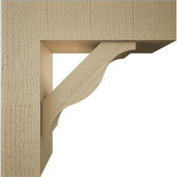 Ekena Millwork - BKTUR0554X20X20FST05RCPR - Timberthane Faux Wood Funston Style Bracket w/ Offset Brace, Block Ends, 5 1/2"W x 20"D x 20"H, Primed Tan
