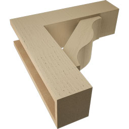 Ekena Millwork - BKTUR0554X20X20FST05RCPR - Timberthane Faux Wood Funston Style Bracket w/ Offset Brace, Block Ends, 5 1/2"W x 20"D x 20"H, Primed Tan