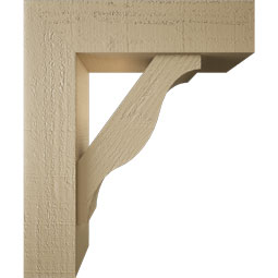 Ekena Millwork - BKTUR0554X20X24FST05RCPR - Timberthane Faux Wood Funston Style Bracket w/ Offset Brace, Block Ends, 5 1/2"W x 20"D x 24"H, Primed Tan