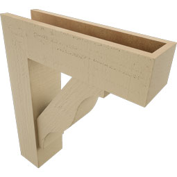 Ekena Millwork - BKTUR0554X20X24FST05RCPR - Timberthane Faux Wood Funston Style Bracket w/ Offset Brace, Block Ends, 5 1/2"W x 20"D x 24"H, Primed Tan