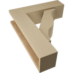 Ekena Millwork - BKTUR0554X20X24FST05RCPR - Timberthane Faux Wood Funston Style Bracket w/ Offset Brace, Block Ends, 5 1/2"W x 20"D x 24"H, Primed Tan