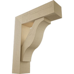 Ekena Millwork - BKTUR0554X20X24FST05RCPR - Timberthane Faux Wood Funston Style Bracket w/ Offset Brace, Block Ends, 5 1/2"W x 20"D x 24"H, Primed Tan