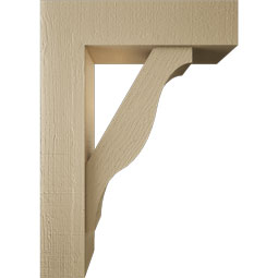 Ekena Millwork - BKTUR0554X20X28FST05RCPR - Timberthane Faux Wood Funston Style Bracket w/ Offset Brace, Block Ends, 5 1/2"W x 20"D x 28"H, Primed Tan