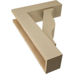 Ekena Millwork - BKTUR0554X20X28FST05RCPR - Timberthane Faux Wood Funston Style Bracket w/ Offset Brace, Block Ends, 5 1/2"W x 20"D x 28"H, Primed Tan