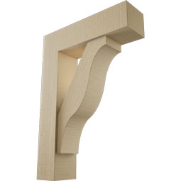 Ekena Millwork - BKTUR0554X20X28FST05RCPR - Timberthane Faux Wood Funston Style Bracket w/ Offset Brace, Block Ends, 5 1/2"W x 20"D x 28"H, Primed Tan