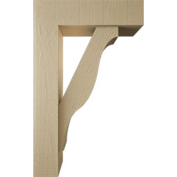 Ekena Millwork - BKTUR0554X20X32FST05RCPR - Timberthane Faux Wood Funston Style Bracket w/ Offset Brace, Block Ends, 5 1/2"W x 20"D x 32"H, Primed Tan