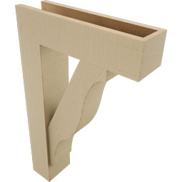 Ekena Millwork - BKTUR0554X20X32FST05RCPR - Timberthane Faux Wood Funston Style Bracket w/ Offset Brace, Block Ends, 5 1/2"W x 20"D x 32"H, Primed Tan