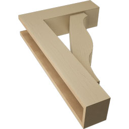 Ekena Millwork - BKTUR0554X20X32FST05RCPR - Timberthane Faux Wood Funston Style Bracket w/ Offset Brace, Block Ends, 5 1/2"W x 20"D x 32"H, Primed Tan
