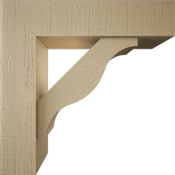 Ekena Millwork - BKTUR0554X22X22FST05RCPR - Timberthane Faux Wood Funston Style Bracket w/ Offset Brace, Block Ends, 5 1/2"W x 22"D x 22"H, Primed Tan