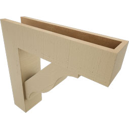 Ekena Millwork - BKTUR0554X22X22FST05RCPR - Timberthane Faux Wood Funston Style Bracket w/ Offset Brace, Block Ends, 5 1/2"W x 22"D x 22"H, Primed Tan