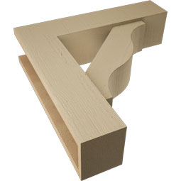 Ekena Millwork - BKTUR0554X22X22FST05RCPR - Timberthane Faux Wood Funston Style Bracket w/ Offset Brace, Block Ends, 5 1/2"W x 22"D x 22"H, Primed Tan